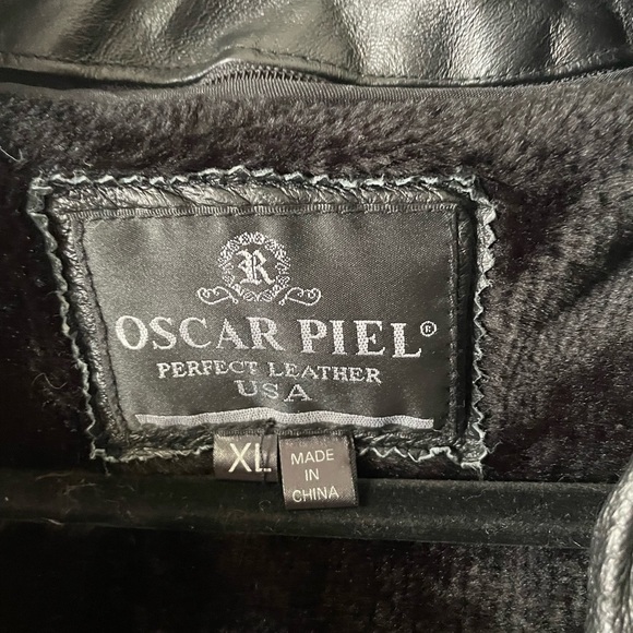 Oscar Piel Perfect Leather Jacket For Men Size XL - Picture 2 of 4